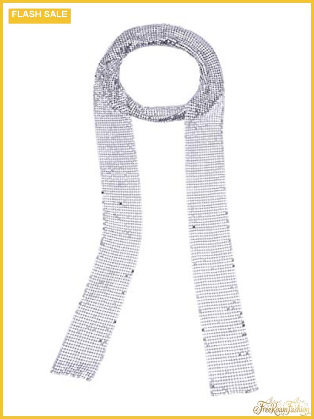 Metal Sequins Skinny Scarf Long Thin Neck Tie Party Evening